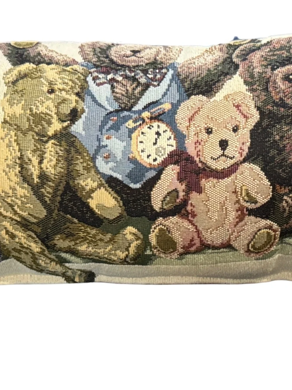 Vintage Teddy Bears Decorative Bolster Pillow - Multi 33”x13”